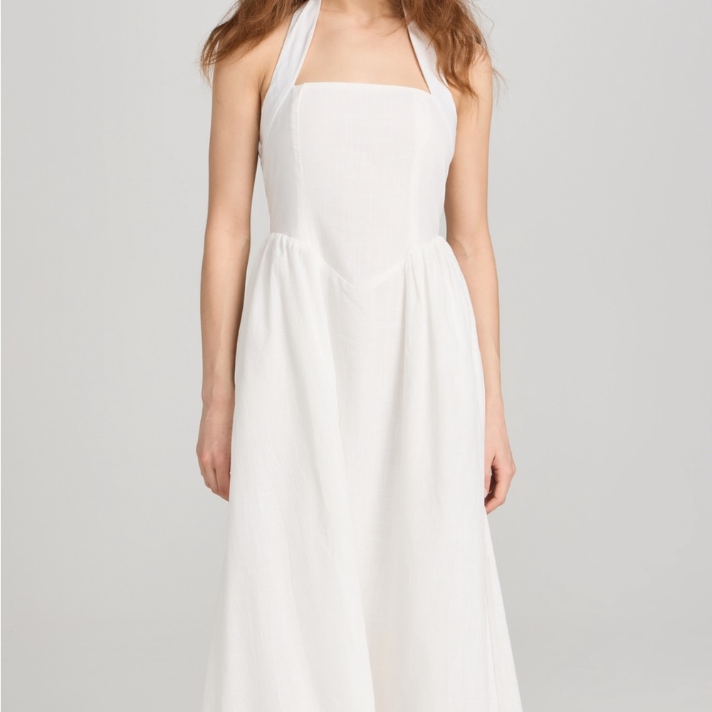 White Sleeveless Halter Sundress for Brides